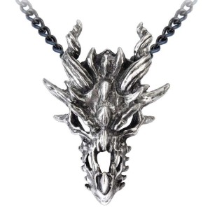 Dragon Skull Pewter Gothic Necklace