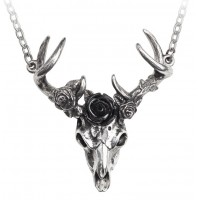 White Hart, Black Rose Pewter Pendant