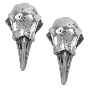 Rabeschadel Pewter Raven Skull Stud Earrings