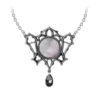 Ghost of Whitby Gothic Necklace – Pewter, Mother of Pearl, Austrian Crystal