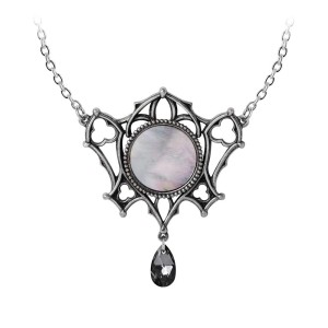 Ghost of Whitby Gothic Necklace – Pewter, Mother of Pearl, Austrian Crystal