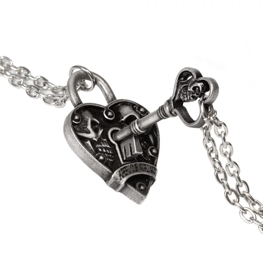 Heart of Gold - Gold Heart Lock Necklace, Goth Valentine's Day Gift 18 Inches