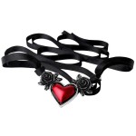 Blood Heart Black Rose Heart Pewter Necklace