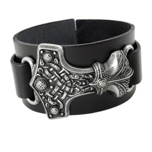 Thunderhammer Leather and Pewter Bracelet