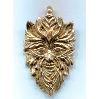 Green Man of the Woods Bronze God Pendant