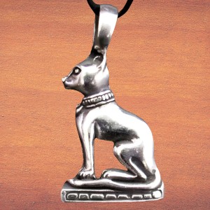 Bastet Egyptian Goddess Pewter Necklace