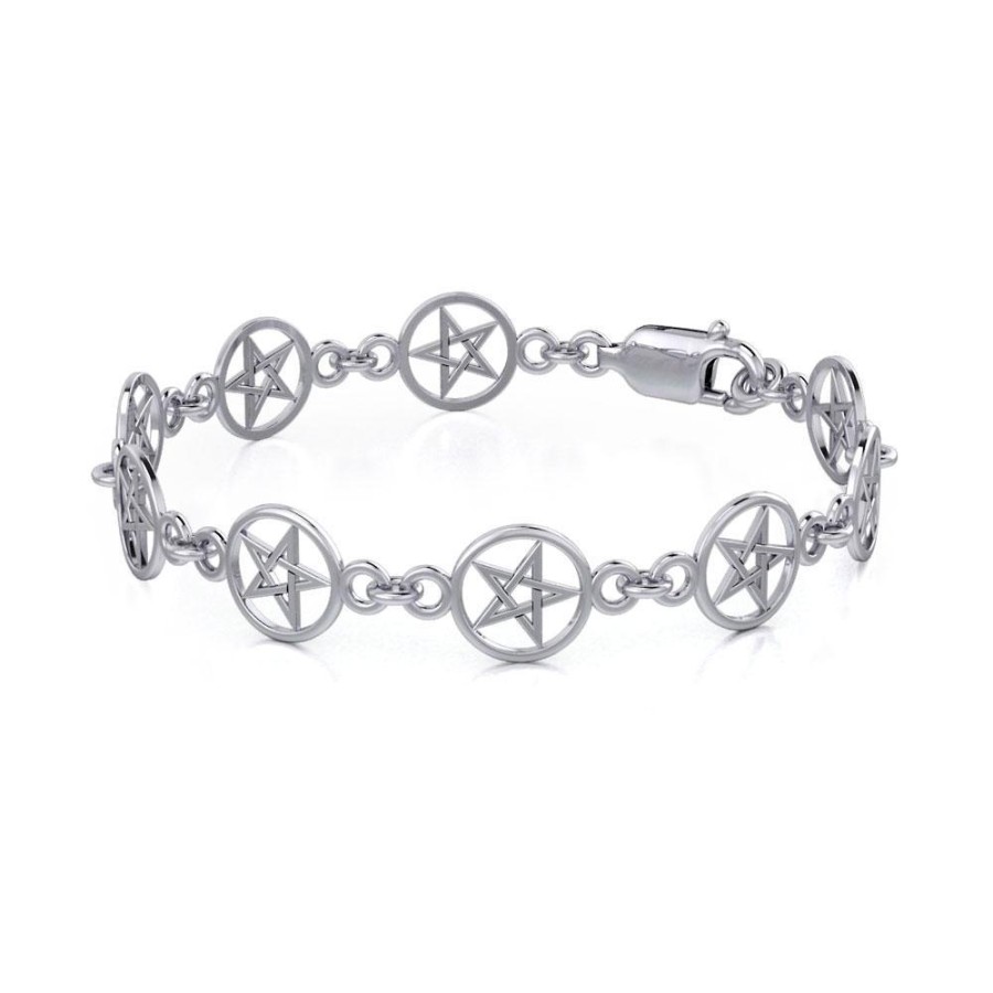 Pentacle Sterling Silver Link Bracelet | Pagan Jewelry, Wicca, Witchcraft