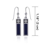 Silver Column Flower Earrings with Lapis Inlay 