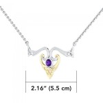 Modern Celtic Triquetra Amethyst Necklace