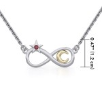 Infinity Moon and Star Silver and Gold Necklace 