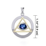 Eye of The Pyramid Silver and Gold Pendant with Sapphire Gem