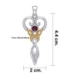 Celtic Infinity Goddess Pendant with Gold Accents and Garnet Birthstone