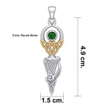 Celtic Goddess with Irish Harp and Gold Accents Emerald Pendant