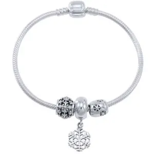 Snowflake Sterling Silver Bead Bracelet