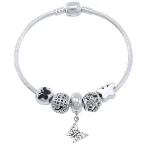 Butterfly Sterling Silver Bead Bracelet