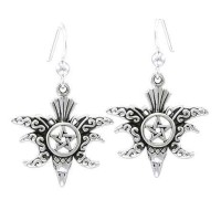 Raven Pentacle Moon Sterling Silver Earrings