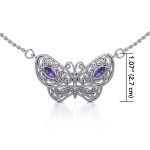 Medium Celtic Knot Butterfly Necklace with Amethyst