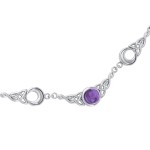 Magick Moon Silver Necklace with Amethyst Gem