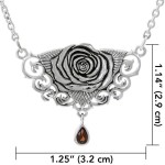 Sacred Rose Silver Necklace with Garnet