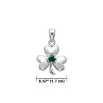 Celtic Shamrock Silver Emerald Pendant