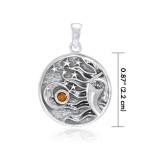 Sun Moon Stars Amber Pendant