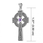 Celtic Holy Cross Pendant with Amethyst Gemstone