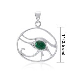 Eye of Horus Silver Pendant with Malachite