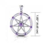 Elven Star Silver and Amethyst Gem Pendant