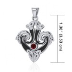 Modern Celtic Triquetra Pendant with Garnet