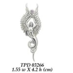 Captured by the Grace of the Angel Phoenix Pendant with White Cubic Zirconia