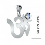 Om Sterling Silver Rainbow Moonstone Pendant