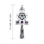 Celtic Knot Pentagram Ankh with Amethyst Pendant