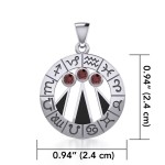 Zodiac Wheel with Awen and Garnet Pendant 