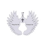 Guardian Angel Wings Pendant with Aries Zodiac Sign 