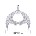 Guardian Angel Wings Pendant with Sagittarius Zodiac Sign 