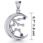 Crescent Moon and Aquarius Astrology Constellation Pendant