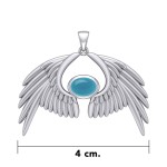 Guardian Angel Wings IV Pendant with Turquoise December Birthstone 