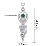 Celtic Goddess with Irish Harp and Emerald Pendant