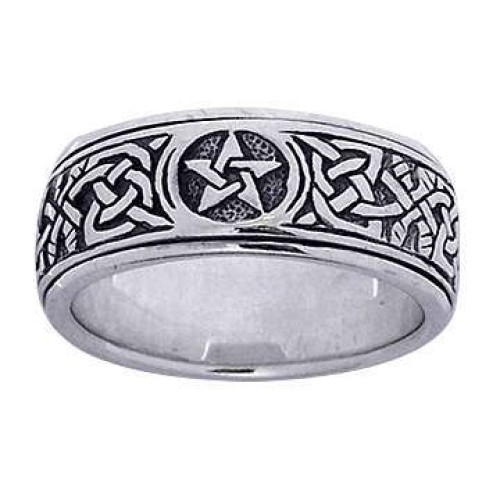 Pentacle Celtic Knot Narrow Fidget Spinner Ring