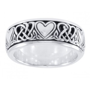 Celtic Hearts Sterling Silver Fidget Spinner Ring