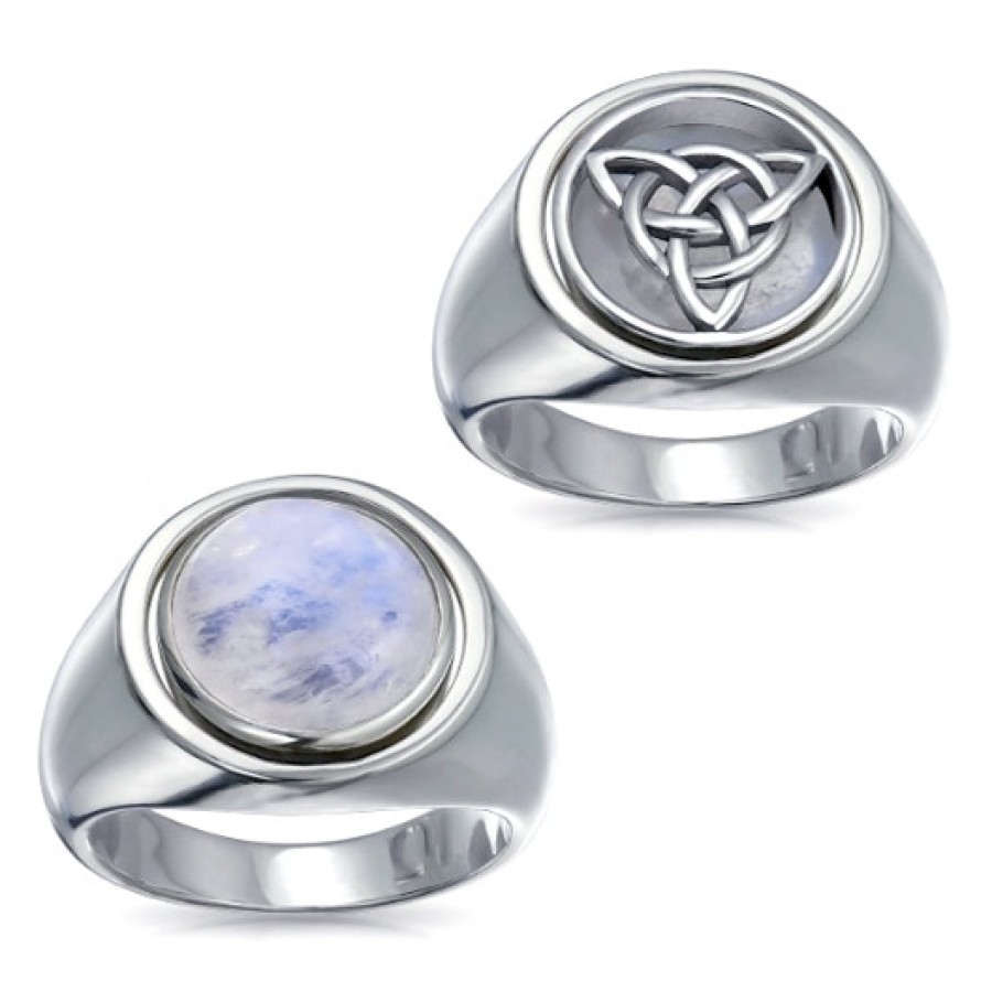 Celtic Triquetra with Rainbow Moonstone Flip Ring | Jewelry & Gem Shop