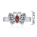 Celtic Knot Butterfly Ring with Garnet