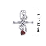 Modern Abstract Ring with Heart Garnet Gemstone