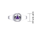 Amethyst Recovery Symbol Sterling Silver Ring