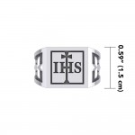 IHS Cross Mens Signet Ring