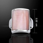 Large Rectangle Inlaid Pink Shell Stone Ring 