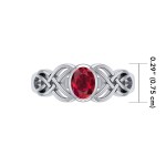 Silver Celtic Knotwork Ring with Ruby Birthstone