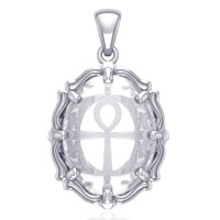 Ankh Quartz Crystal Sterling Silver Pendant