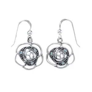 Blooming Rose Earrings with Blue Topaz