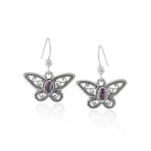 Butterfly Earrings with Amethyst